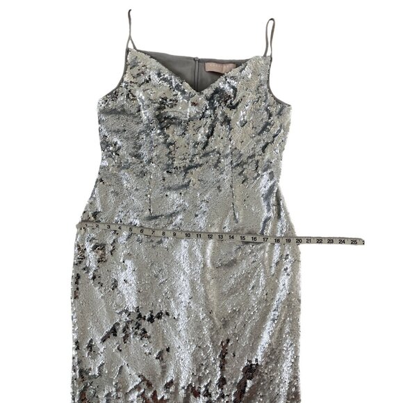 Keepsake The Label No Signs Midi Dress Silver Sequin Size XL New Years Formal - Picture 6 of 12